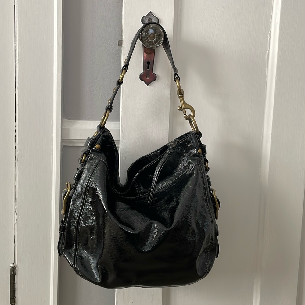 Coach Zoe Black Patent Handbag